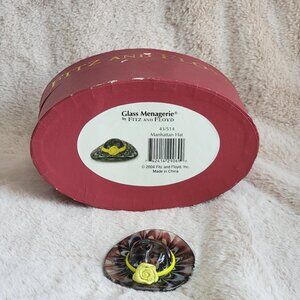 VTG 2004 FITZ AND FLOYD GLASS MENAGERIE MANHATTAN HAT GLASS Zebra Stripe